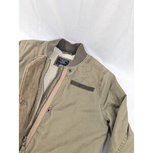 Men's Abercrombie &‎ Fitch A&F Sherpa Lined Chore Coat Shirt Jacket Tan Beige S